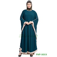 Kaftan abaya with Beige border- Teal Green