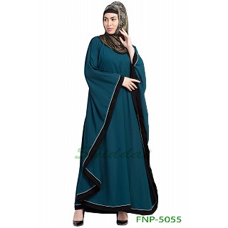 Kaftan abaya with Black border- Teal Green