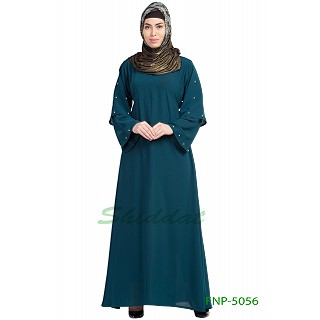 A-line casual abaya- Teal Green