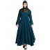 Layered designer abaya with pearlwork- Teal Green