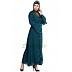 Layered designer abaya with pearlwork- Teal Green