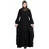 Layered designer abaya with pearlwork- Black Layered designer abaya with pearlwork- Black
