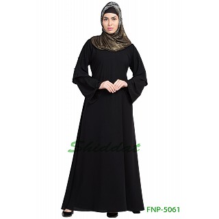 A-line casual abaya- Black