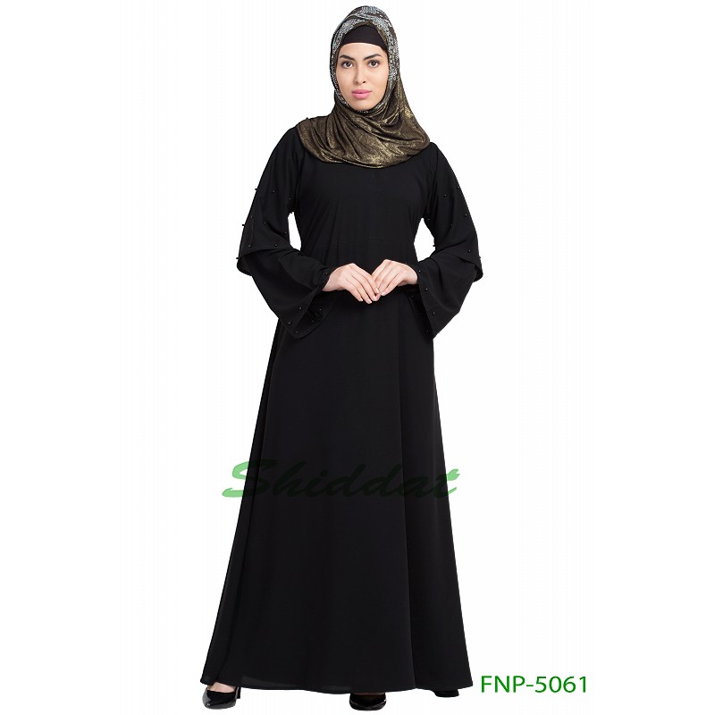A-line casual abaya in Black color at www.shiddat,com