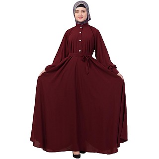 Umbrella abaya with cuff sleeves- Maroon