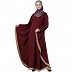 Kaftan abaya with Beige border- Maroon Kaftan abaya with Beige border- Maroon