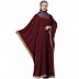 Kaftan abaya with Beige border- Maroon Kaftan abaya with Beige border- Maroon