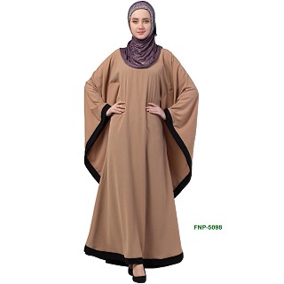 Kaftan abaya with Black border- Beige