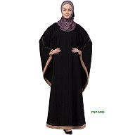 Kaftan abaya with Beige border- Black Kaftan abaya with Beige border- Black