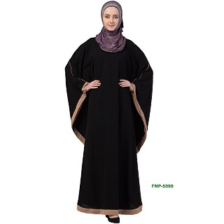 Kaftan abaya with Beige border- Black