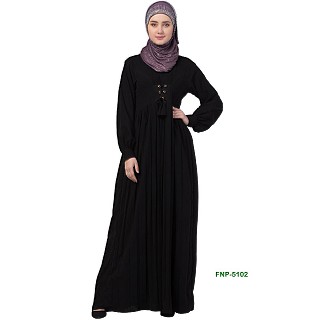 Designer abaya with cuff sleeves- Black