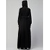 Designer pleated abaya with pearl work belts - Black