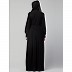 Pleated abaya with fashionable buttons - Black