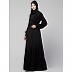Pleated abaya with fashionable buttons - Black