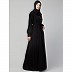 Pleated abaya with fashionable buttons - Black