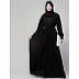 Pleated abaya with fashionable buttons - Black