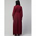 Pleated abaya with fashionable buttons - Maroon