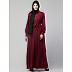 Pleated abaya with fashionable buttons - Maroon