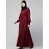 Pleated abaya with fashionable buttons - Maroon
