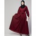 Pleated abaya with fashionable buttons - Maroon
