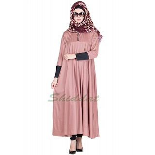  Button Sleeve with black cuff  Abaya - Fabric Crepe