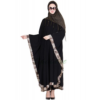 Classic black kaftan with printed border