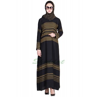 Elegant black colored olive strip Abaya