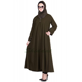 Dark grey colored flayered Abaya