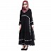 Sophisticated Layered Black Abaya with Printed Border Sophisticated Layered Black Abaya with Printed Border
