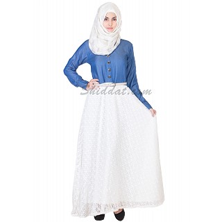 Denim Top and Imported Lace Skirt Abaya