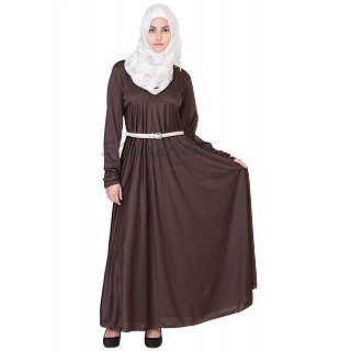 Elegant Full Flair Cocoa-Brown colored Abaya