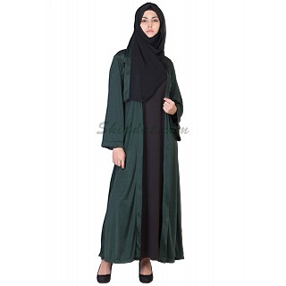 Classic Green Kimono Abaya - Double Layer