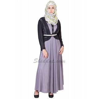 Double Layer Abaya- Classic Gray Colored Kimono 