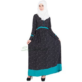 Abaya with white polka dots
