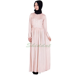 Peach glossy abaya - Glace lycra fabric