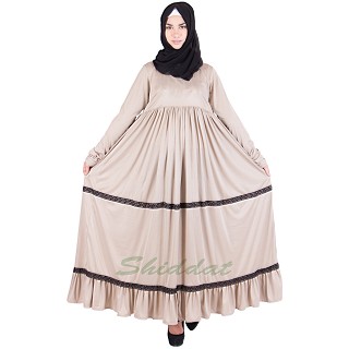 Frock style abaya - Beige colored