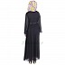 Lace abaya - Black pleated in Georgette and Lycra  Lace abaya - Black pleated in Georgette and Lycra