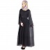 Lace abaya - Black pleated in Georgette and Lycra  Lace abaya - Black pleated in Georgette and Lycra
