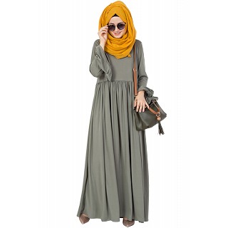 Frock style abaya - Royal Greenish Grey