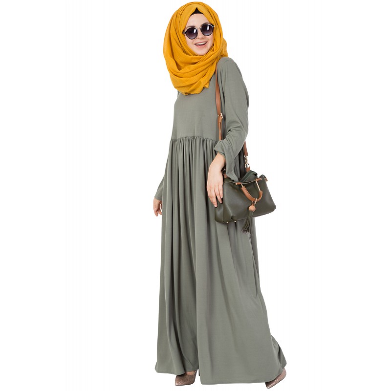 Abaya Buy frock style pleated greenish grey abaya from shiddat