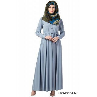 Front open Flared abaya- Sea Blue