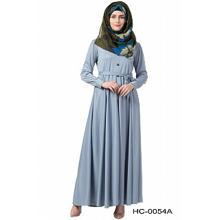 Front open Flared abaya- Sea Blue