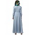 Front open Flared abaya- Sea Blue Front open Flared abaya- Sea Blue