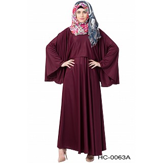 Designer Cape abaya- Blackberry color