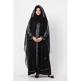 Bridal abaya with stonework- Black color
