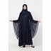 Double layered Bridal abaya with stonework- Navy Blue Double layered Bridal abaya with stonework- Navy Blue