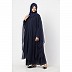 Double layered Bridal abaya with stonework- Navy Blue Double layered Bridal abaya with stonework- Navy Blue