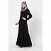 Black front open abaya with pintucks Black front open abaya with pintucks