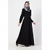 Black front open abaya with pintucks Black front open abaya with pintucks