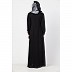 Black front open abaya with pintucks Black front open abaya with pintucks